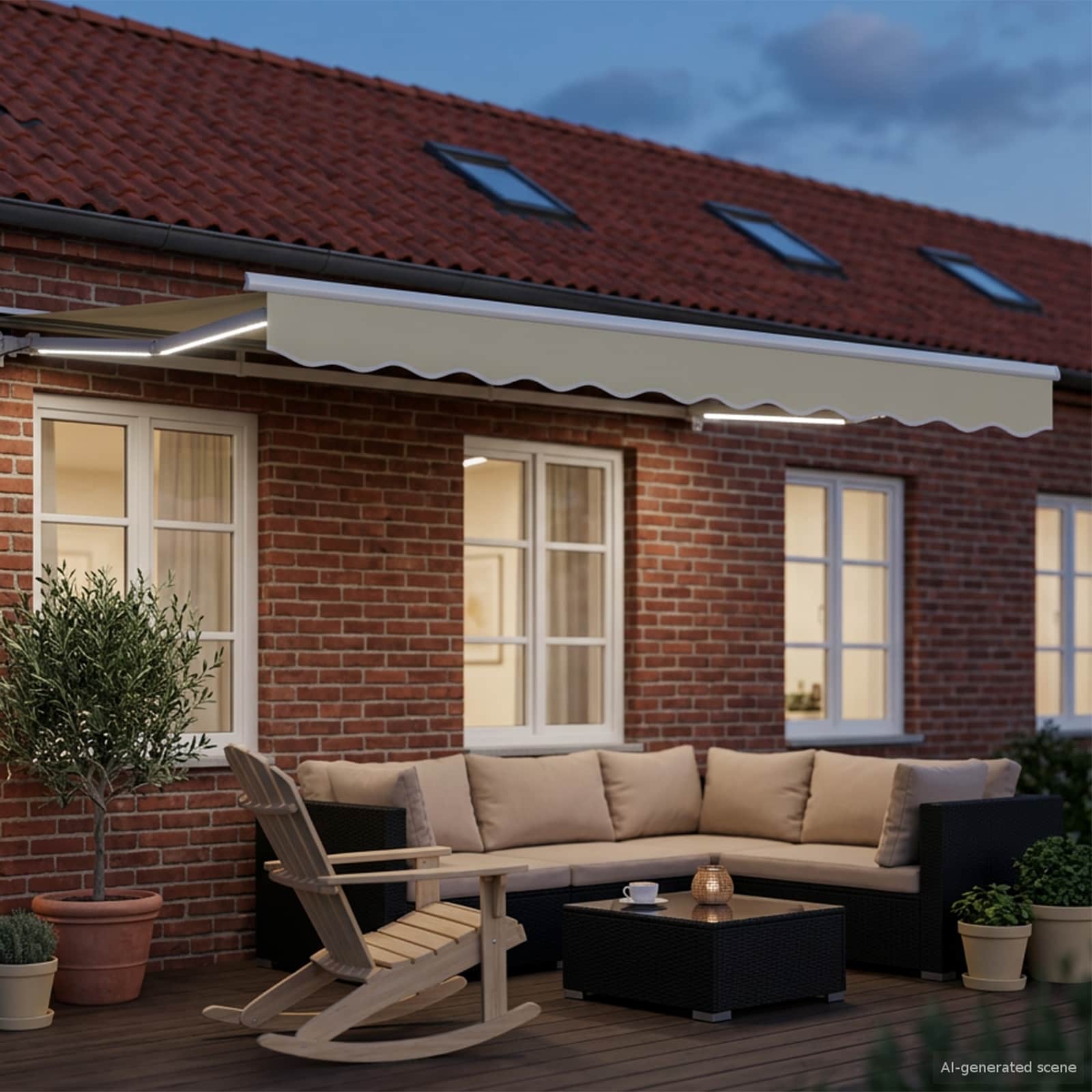 Toldo Retráctil Eléctrico Crema y Blanco 3,5 x 2 m
