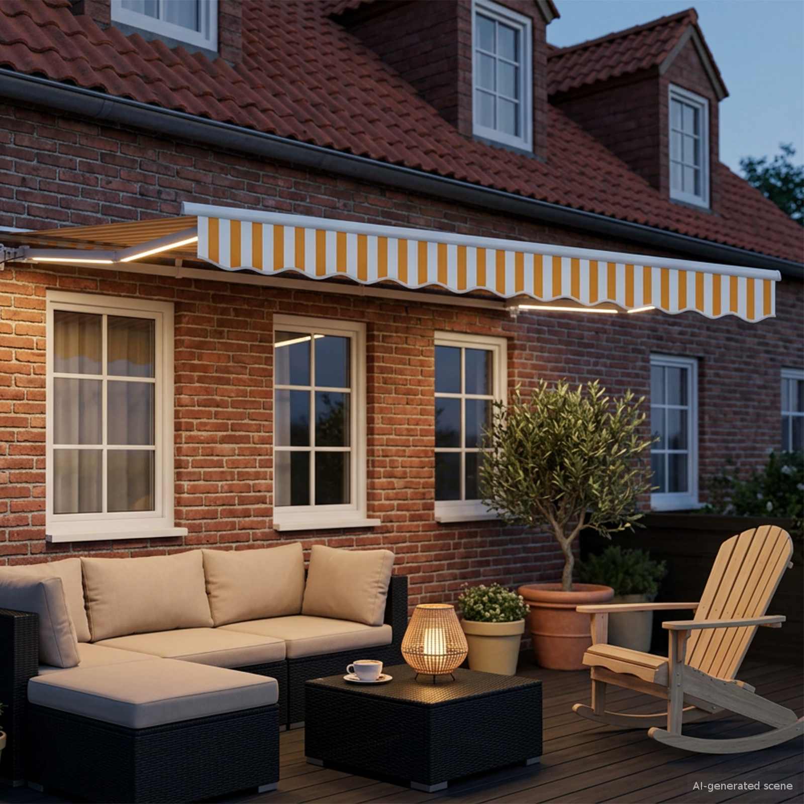 Toldo Retráctil Eléctrico Amarillo y 3,5 x 2 m