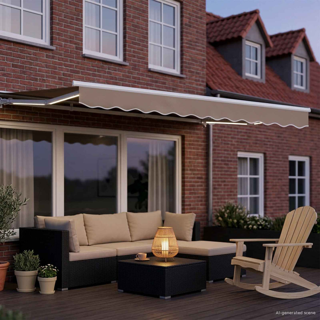 Toldo Retráctil Eléctrico Beige y Blanco 3,5 x 2 m