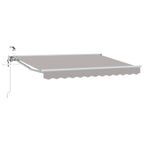 Toldo Retráctil Eléctrico Gris claro y blanco. 3,5 x 2 m