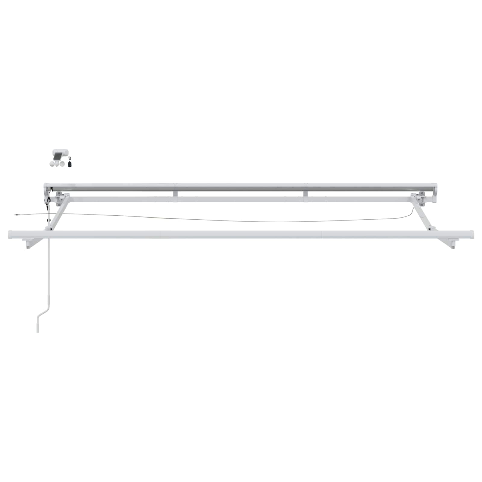 Toldo Retráctil Eléctrico Gris claro y blanco. 3,5 x 2 m