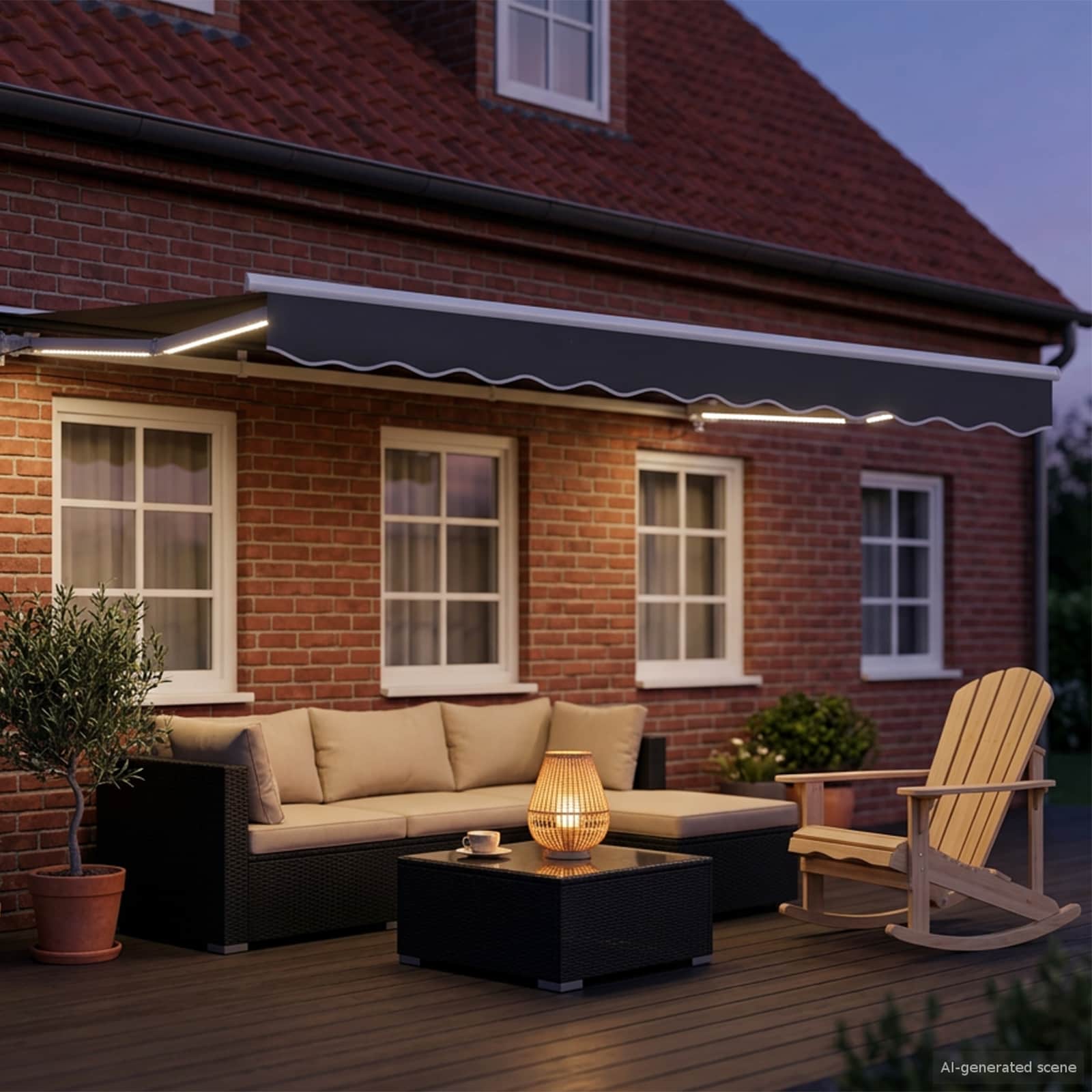 Toldo Retráctil Eléctrico Antracita y Blanco 3 x 2,5 m