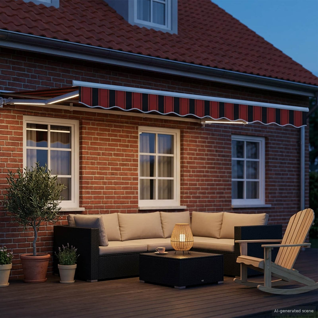 Toldo Retráctil Eléctrico Naranja, Negro y Blanco 3 x 2,5 m