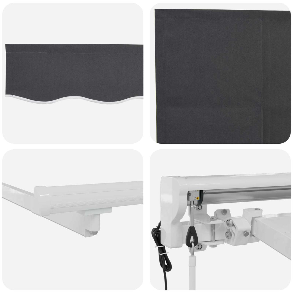 Toldo Retráctil Eléctrico Antracita y Blanco 3,5 x 2,5 m