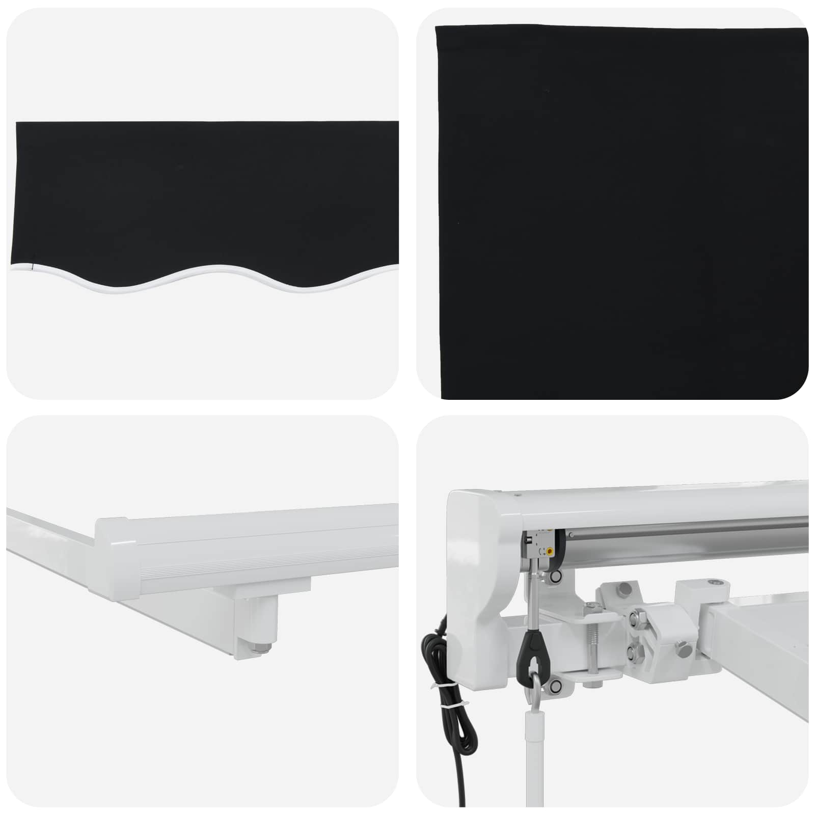 Toldo Retráctil Eléctrico Negro y Blanco 3,5 x 2,5 m
