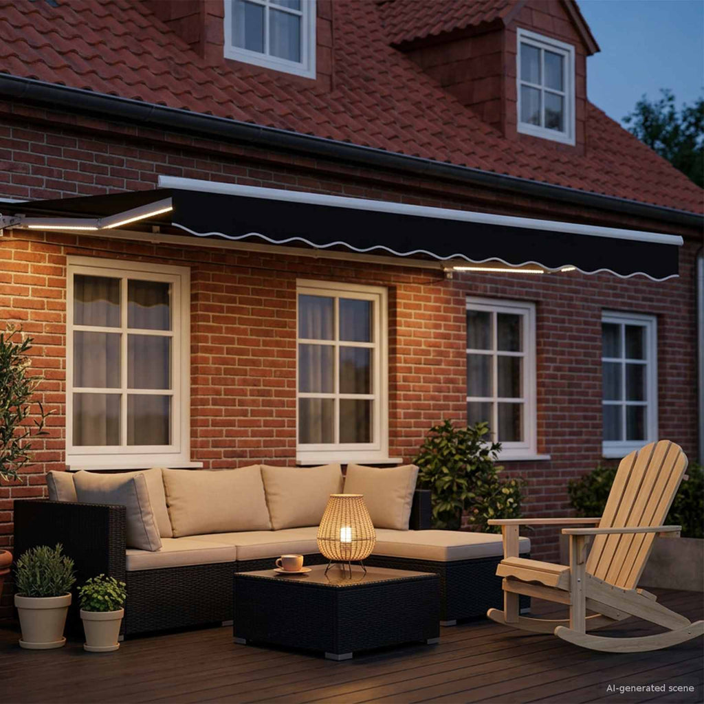 Toldo Retráctil Eléctrico Negro y Blanco 3,5 x 2,5 m