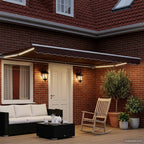 Toldo Retráctil Eléctrico Marrón y blanco 4 x 3 m