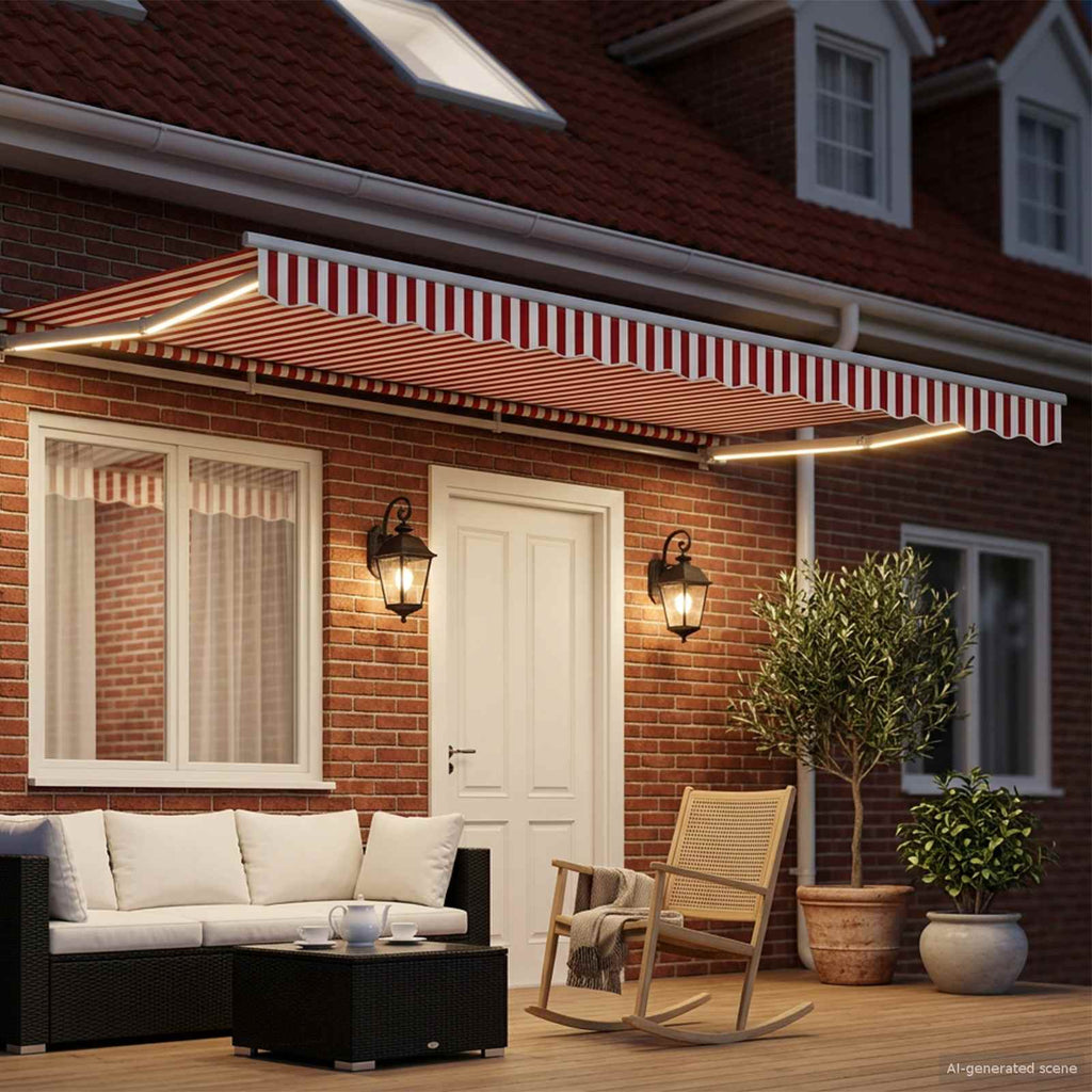 Toldo Retráctil Eléctrico Rojo y 4 x 3 m