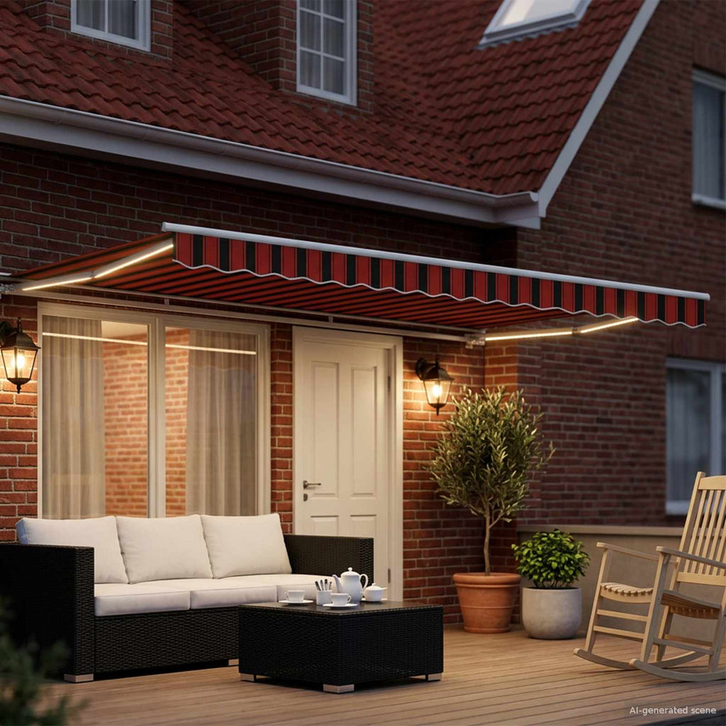 Toldo Retráctil Eléctrico Naranja, Negro y Blanco 4 x 3,5 m