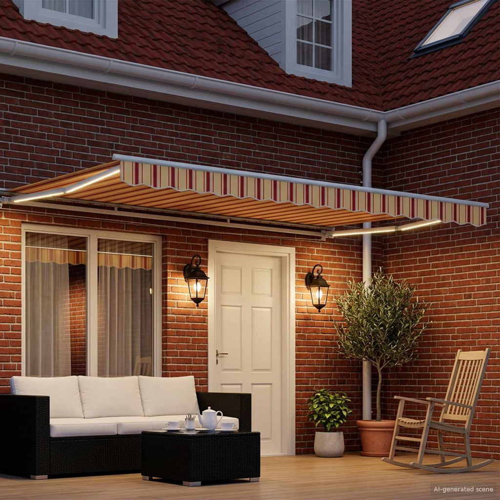 Toldo Retráctil Eléctrico Amarillo, Naranja y 4 x 3,5 m