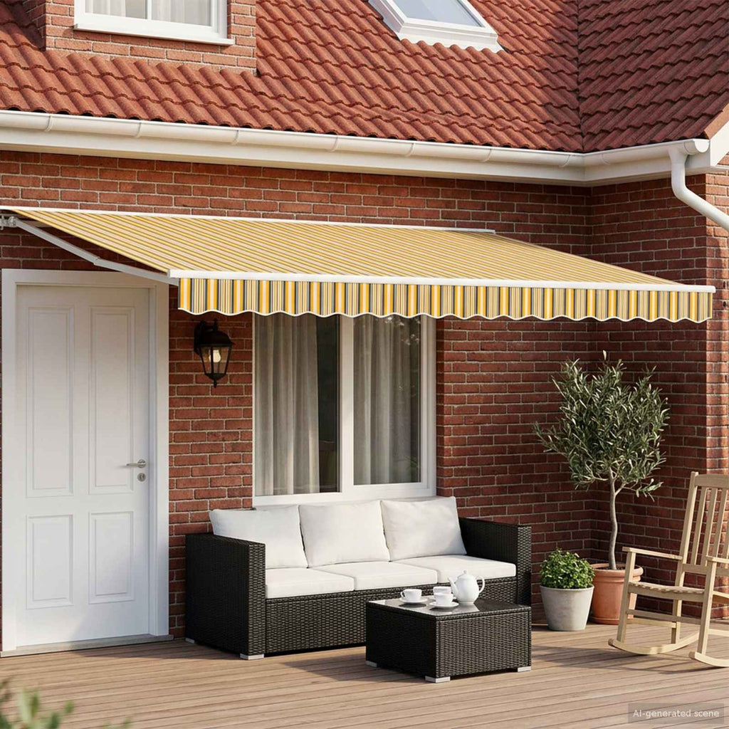 Toldo Retráctil Eléctrico Amarillo, Gris y Blanco 4,5 x 3 m