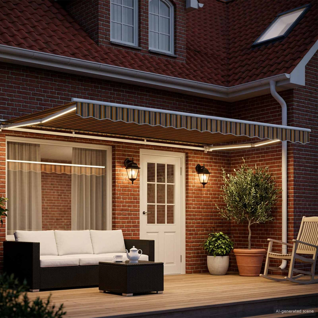 Toldo Retráctil Eléctrico Amarillo, Gris y Blanco 4,5 x 3 m