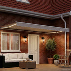 Toldo Retráctil Eléctrico Gris claro y blanco. 4,5 x 3 m