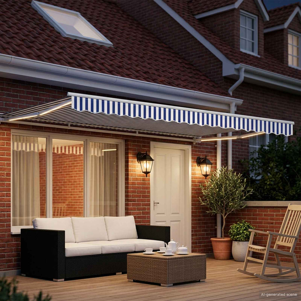 Toldo Retráctil Eléctrico Azul y 4,5 x 3,5 m