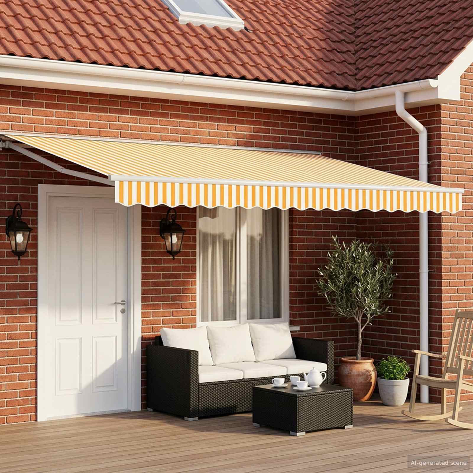 Toldo Retráctil Eléctrico Amarillo y 4,5 x 3,5 m