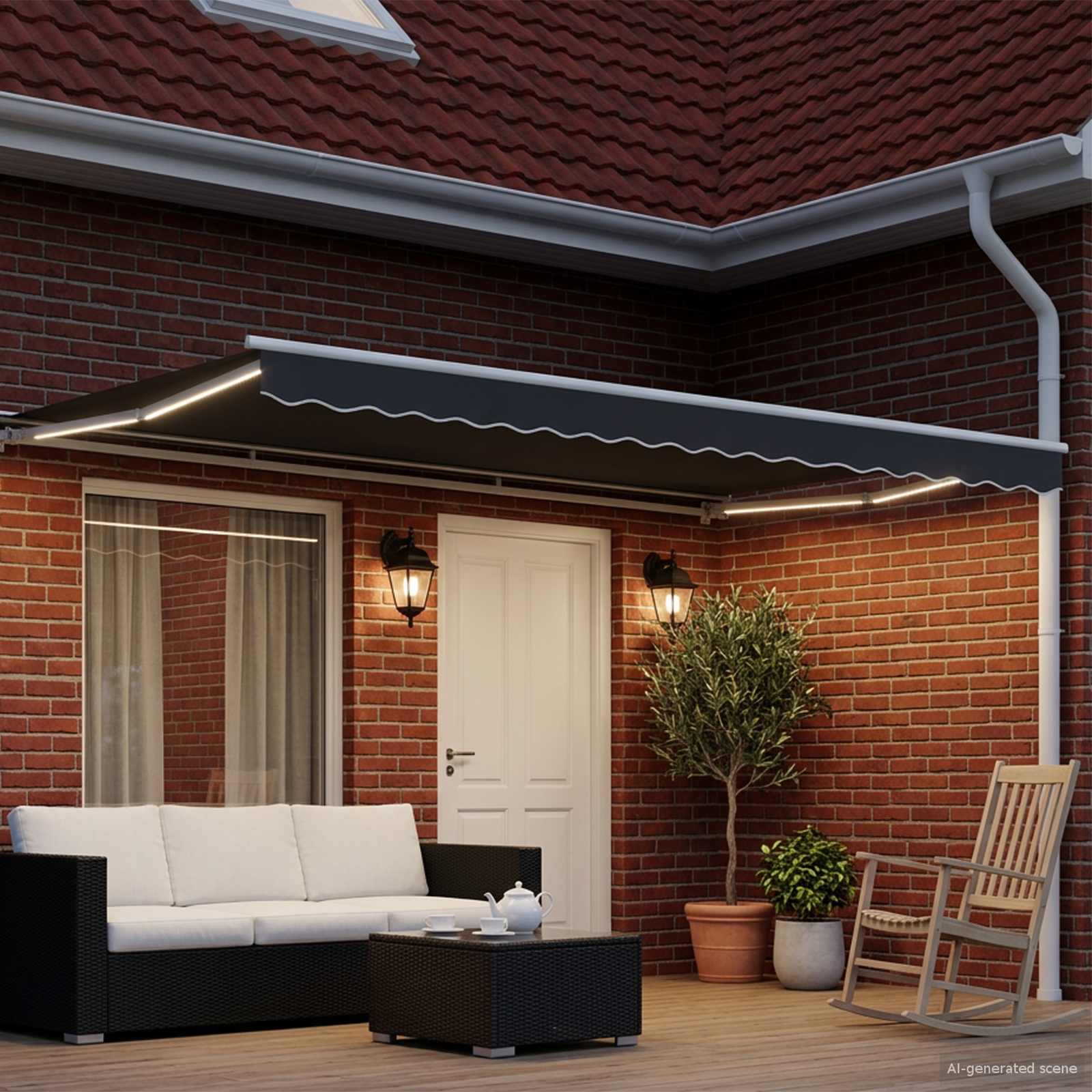 Toldo Retráctil Eléctrico Antracita y Blanco 5 x 3,5 m