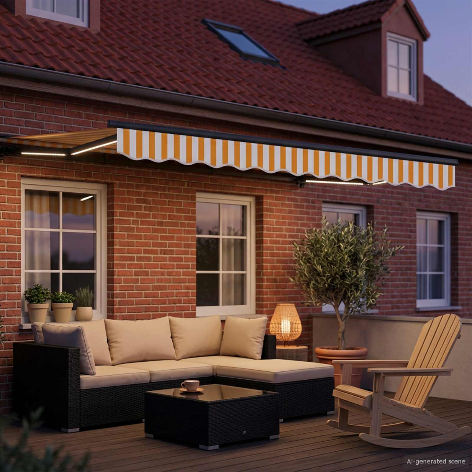 Toldo Retráctil Eléctrico Amarillo, Blanco, Antracita 3 x 2 m