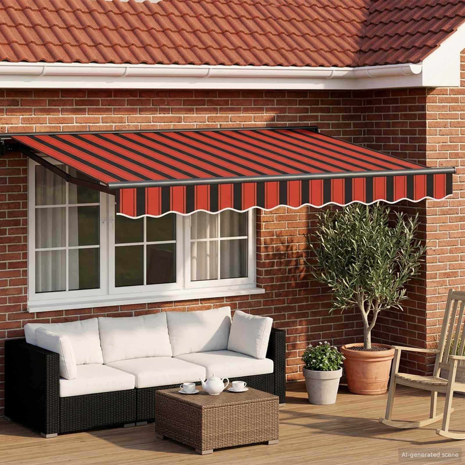 Toldo Retráctil Eléctrico Naranja, Negro, Antracita 3 x 2 m