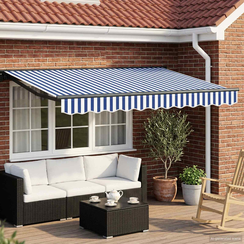 Toldo Retráctil Eléctrico Azul, Blanco, Antracita 3,5 x 2 m