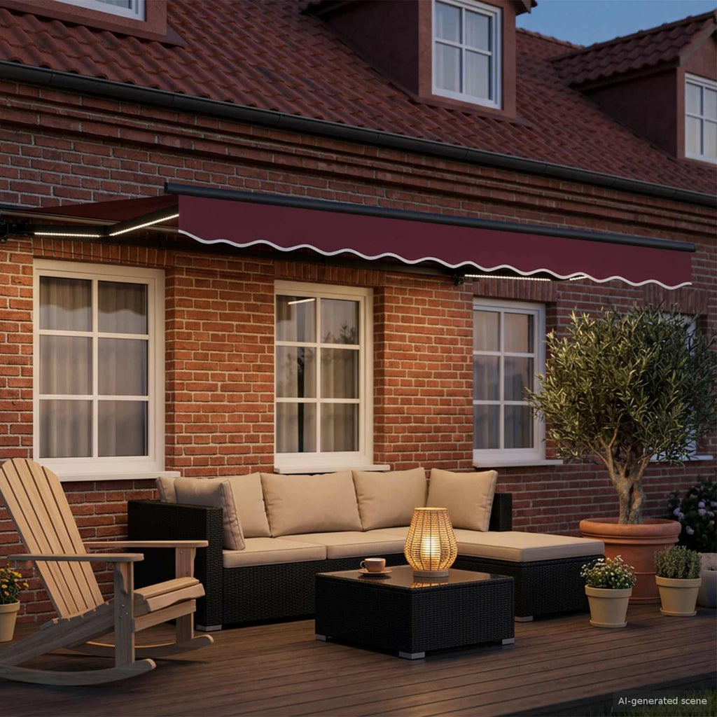 Toldo Retráctil Eléctrico Borgoña y Antracita 3,5 x 2 m