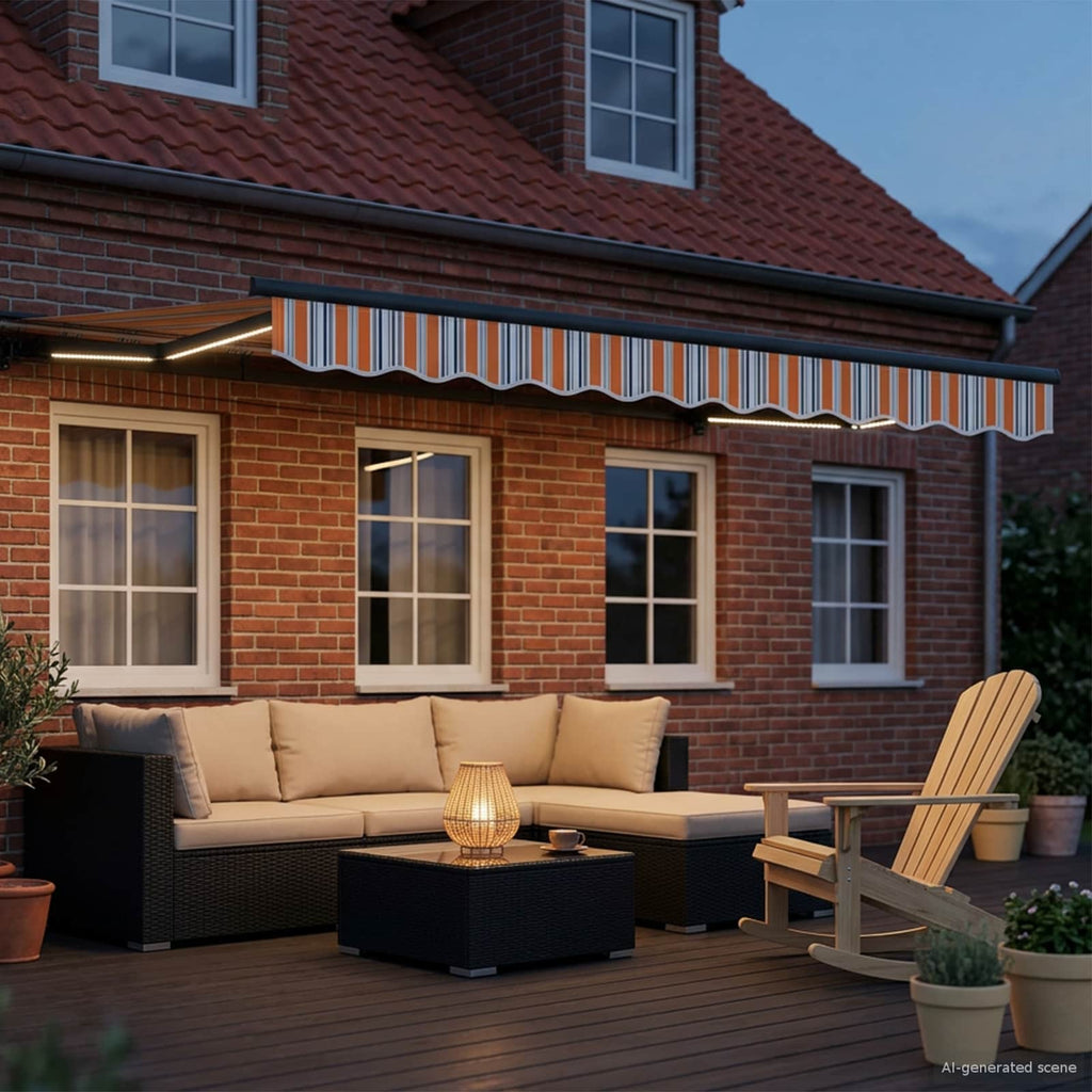 Toldo Retráctil Eléctrico Azul, Naranja, Antracita 3,5 x 2 m
