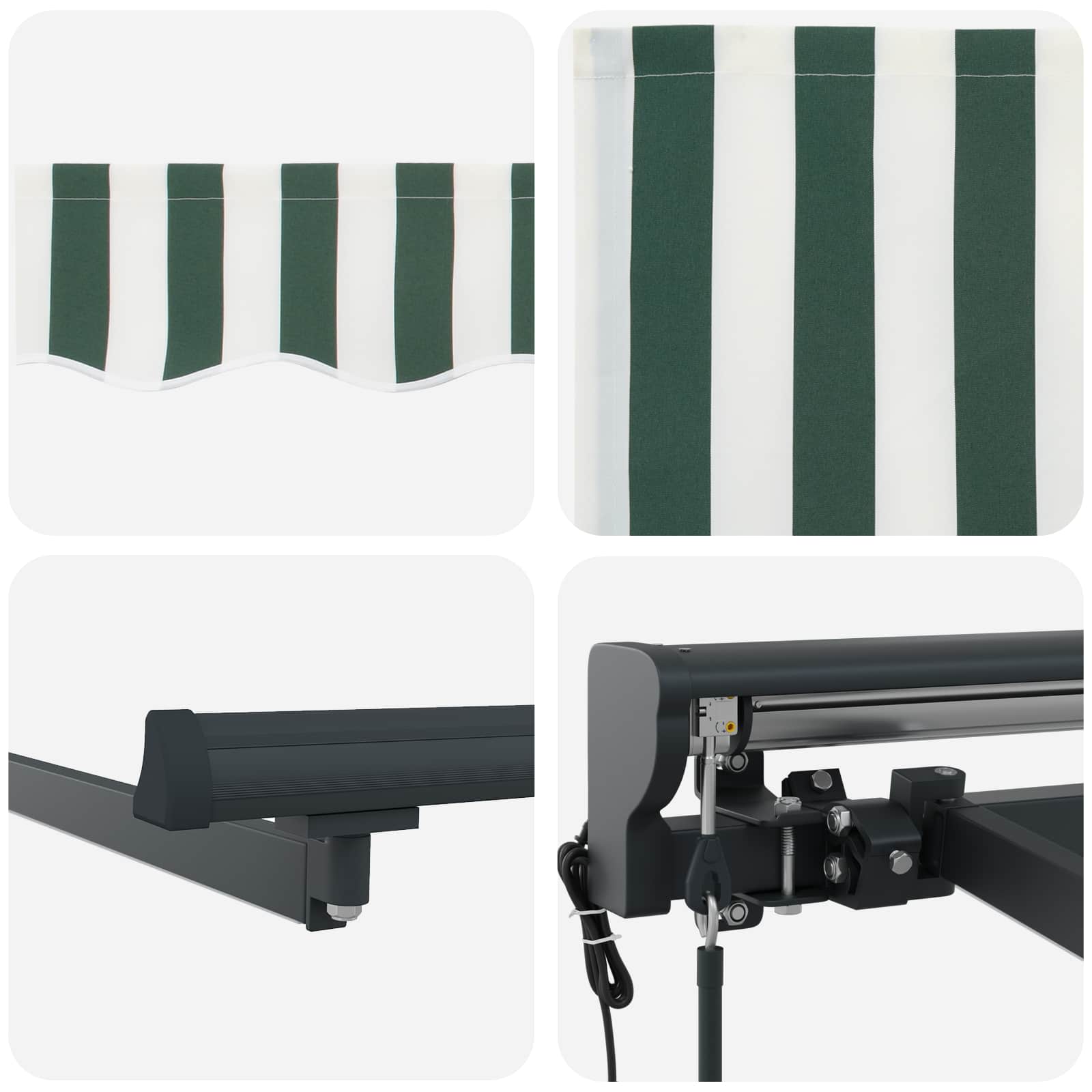 Toldo Retráctil Eléctrico Verde, Blanco, Antracita 4 x 2 m