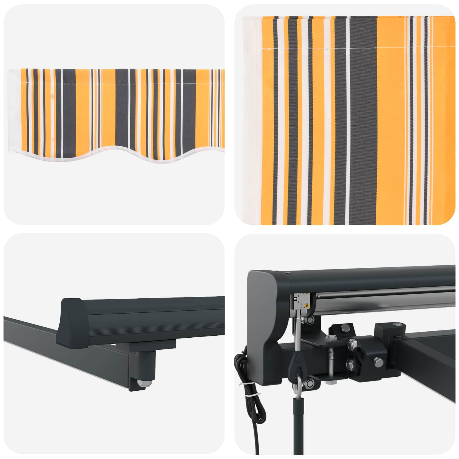 Toldo Retráctil Eléctrico Amarillo, Gris, Antracita 3 x 2,5 m