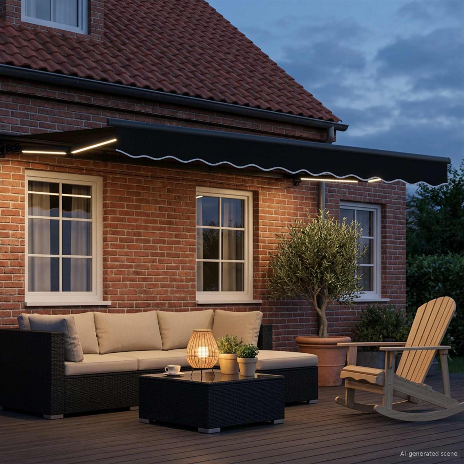 Toldo Retráctil Eléctrico Negro y Antracita 3 x 2,5 m