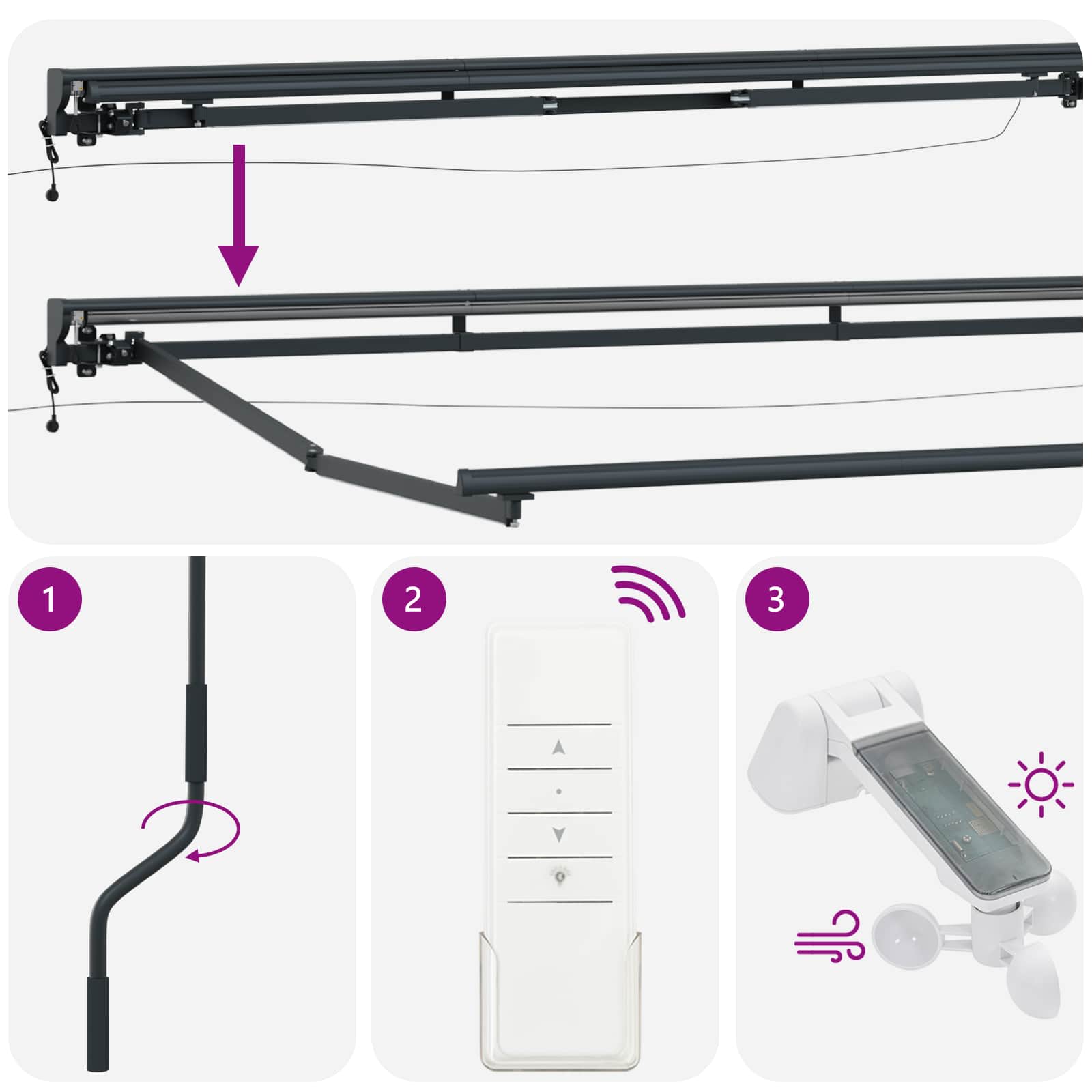 Toldo Retráctil Eléctrico Beige y Antracita 3 x 2,5 m