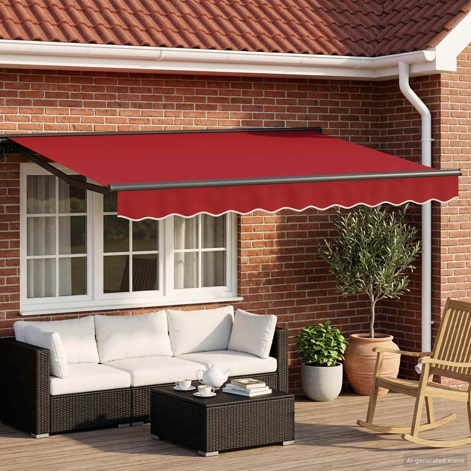 Toldo Retrátil Elétrico Vermelho e 4 x 3,5 m