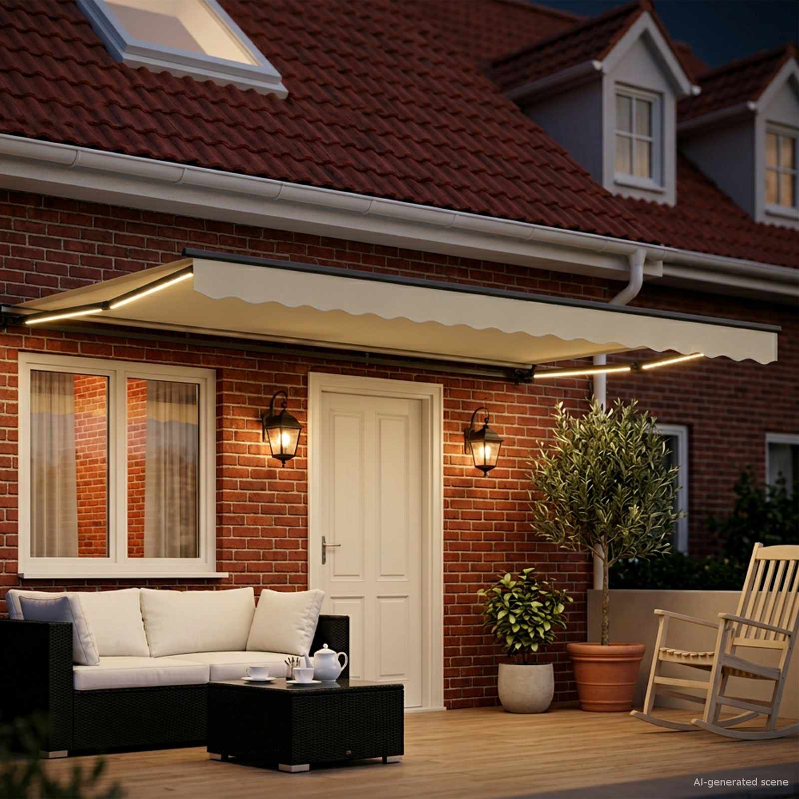 Toldo Retráctil Eléctrico Crema y Antracita 4 x 3,5 m