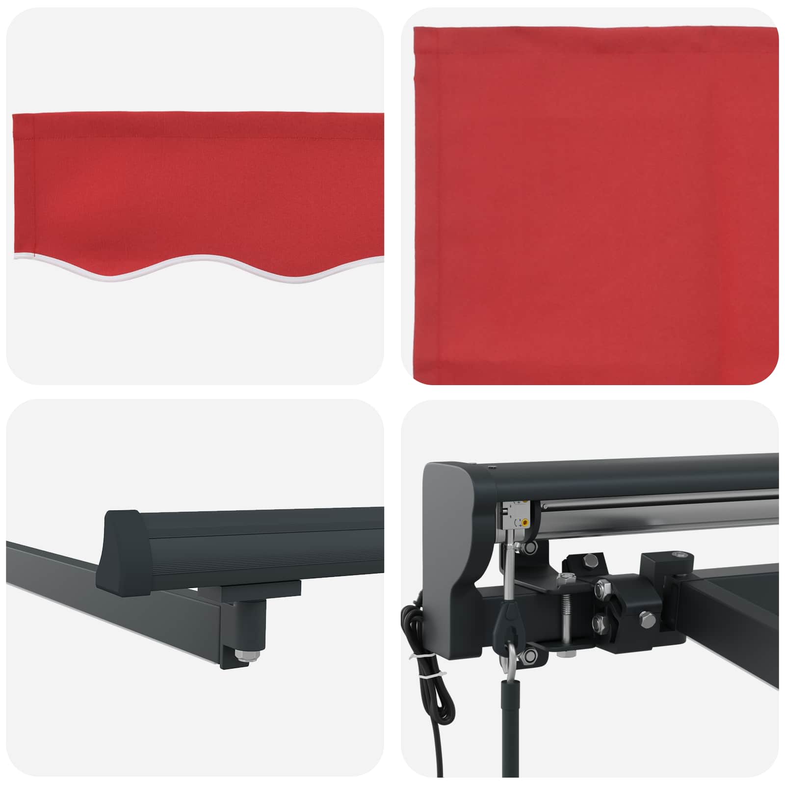 Toldo Retráctil Eléctrico Rojo y Antracita 4 x 3,5 m