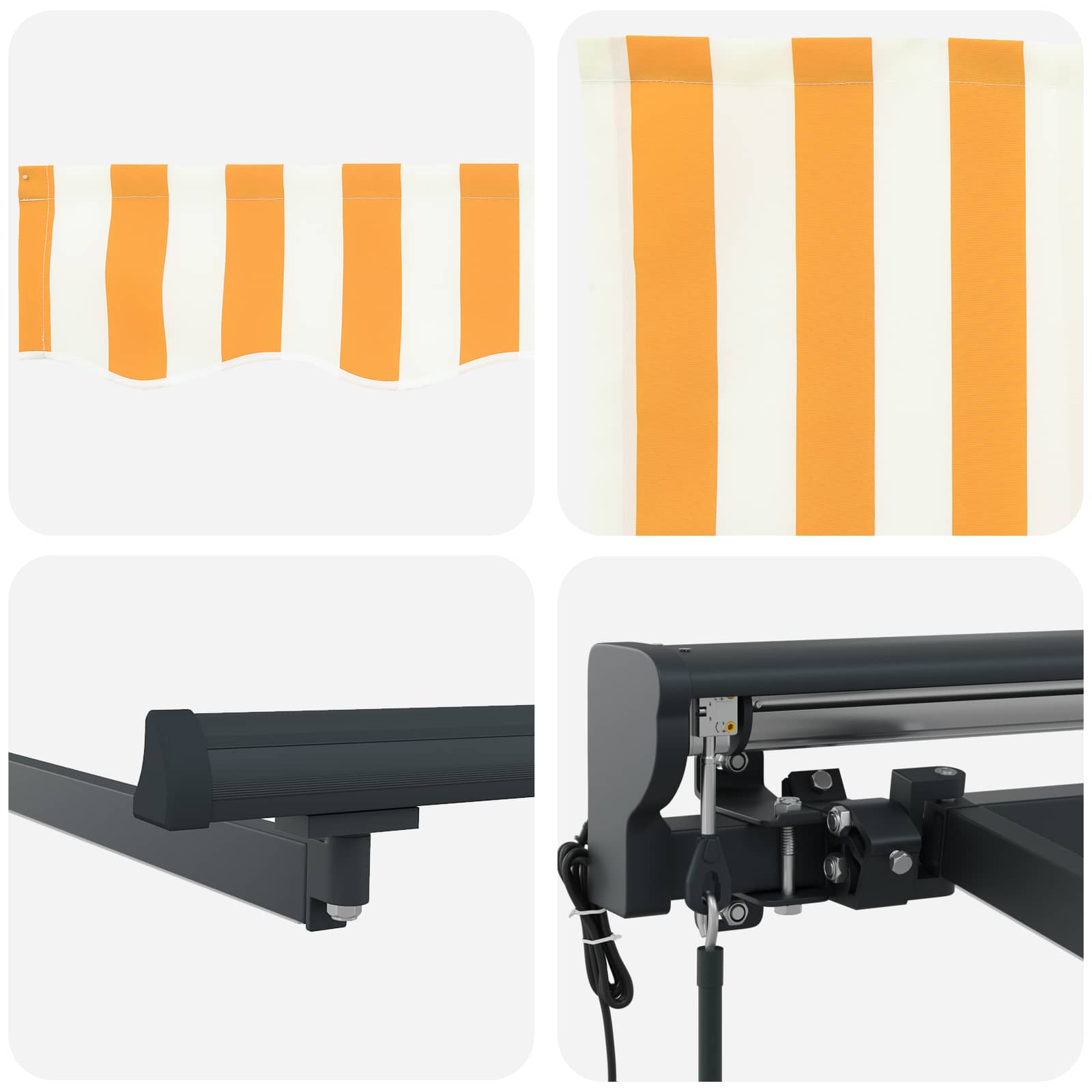 Toldo Retráctil Eléctrico Amarillo, Blanco, Antracita 4,5 x 3 m
