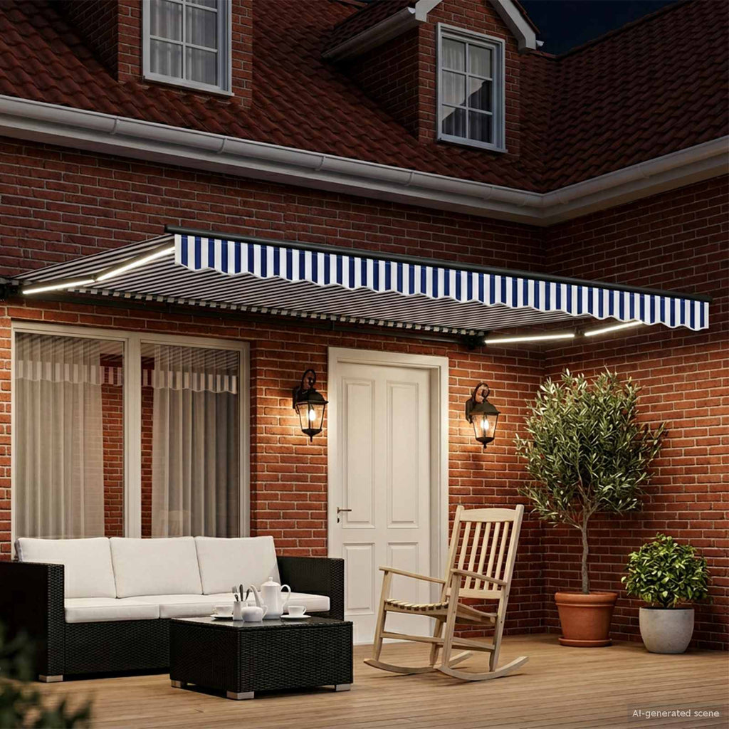 Toldo Retráctil Eléctrico Azul, Blanco, Antracita 5 x 3 m