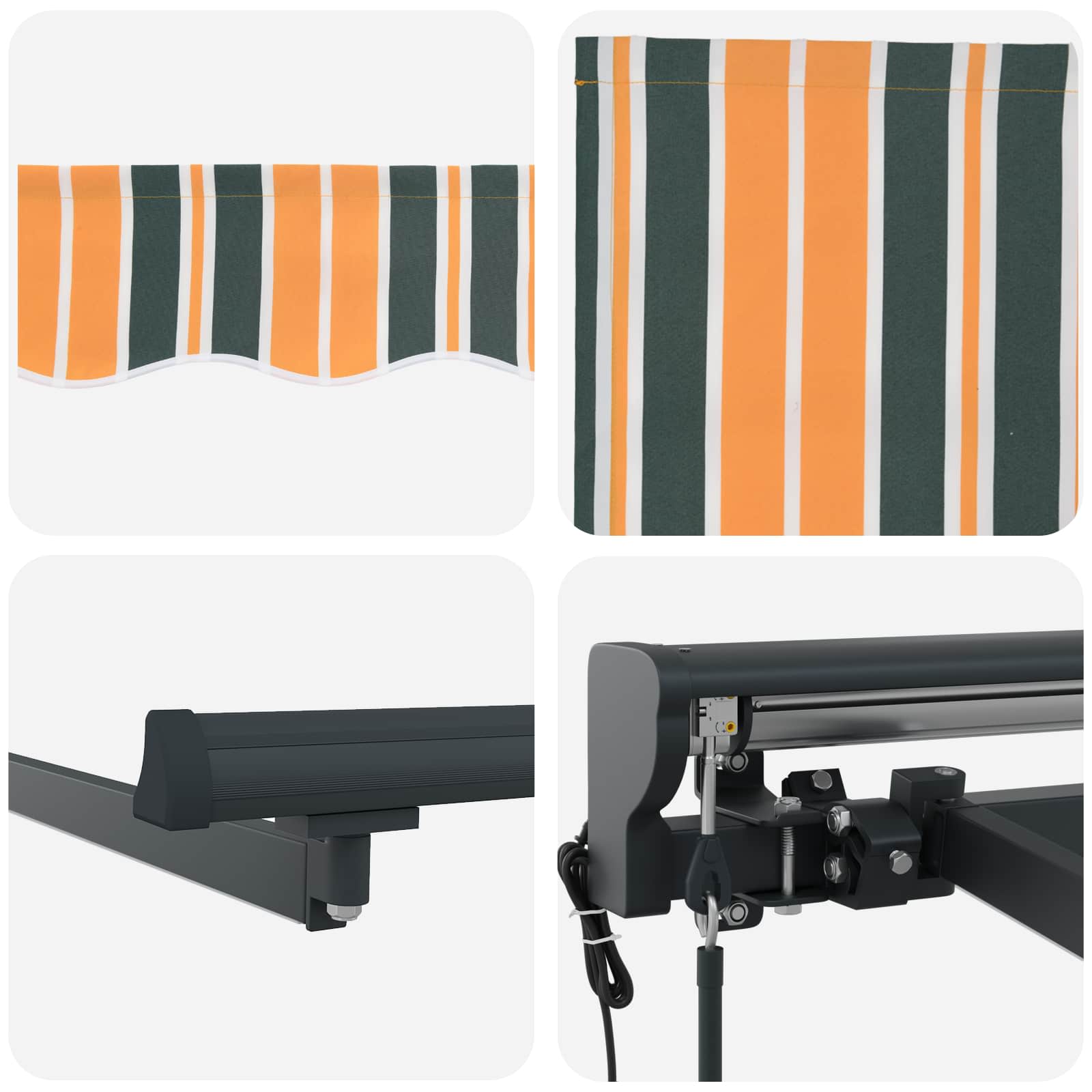 Toldo Retráctil Eléctrico Verde, Amarillo, Antracita 5 x 3 m