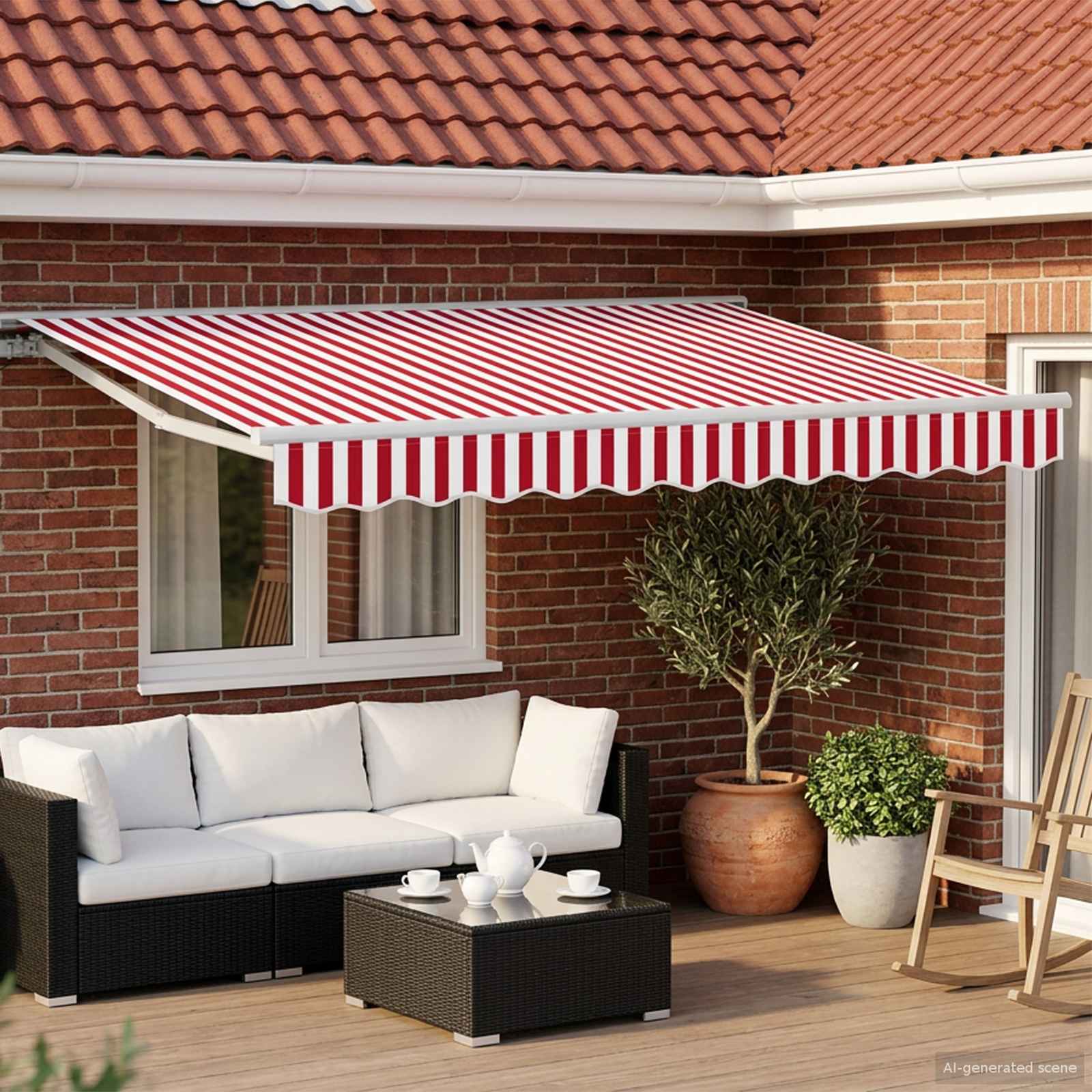 Toldo Retrátil Elétrico Vermelho e Antracite 4 x 3,5 m