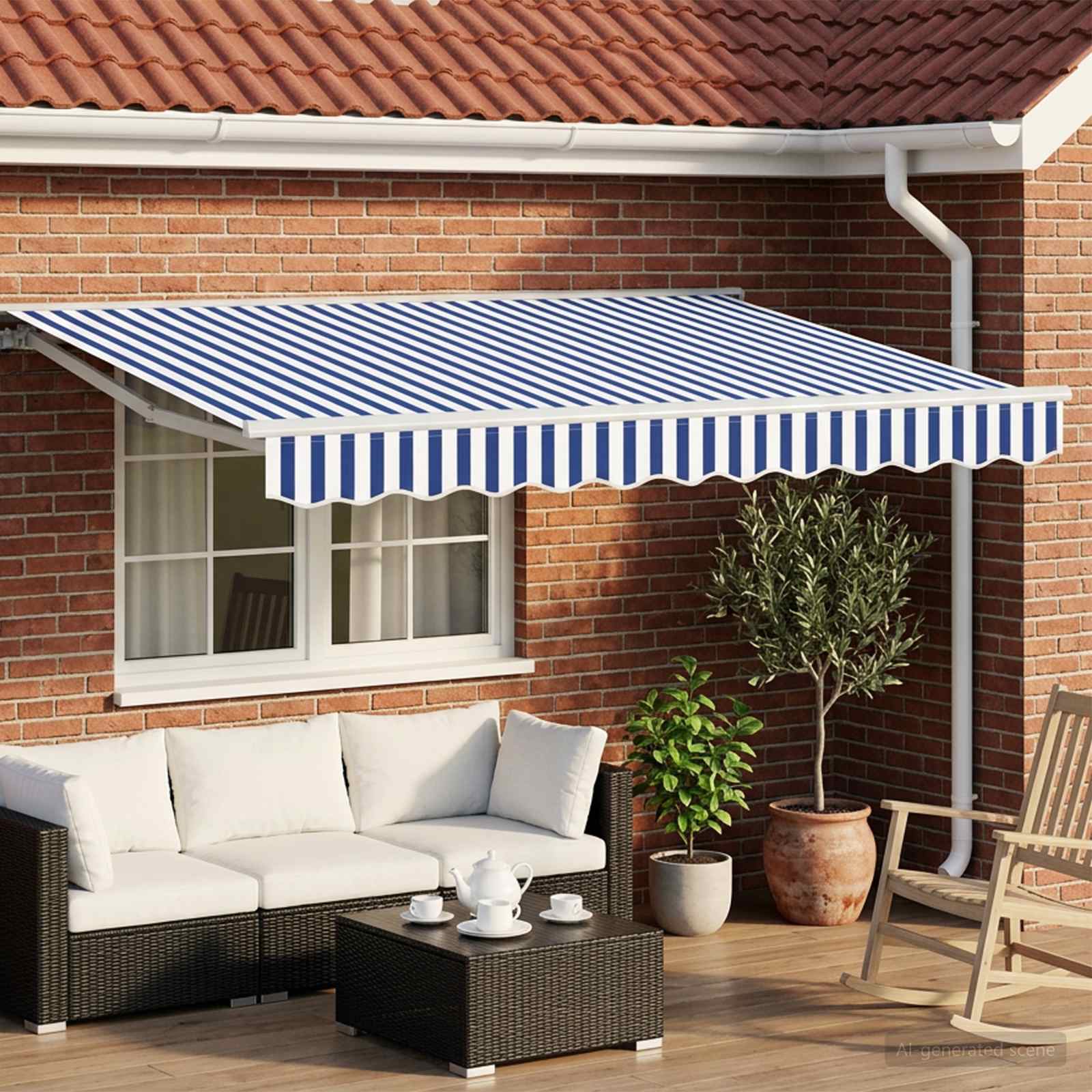 Toldo Retrátil Elétrico Azul e 5 x 3,5 m