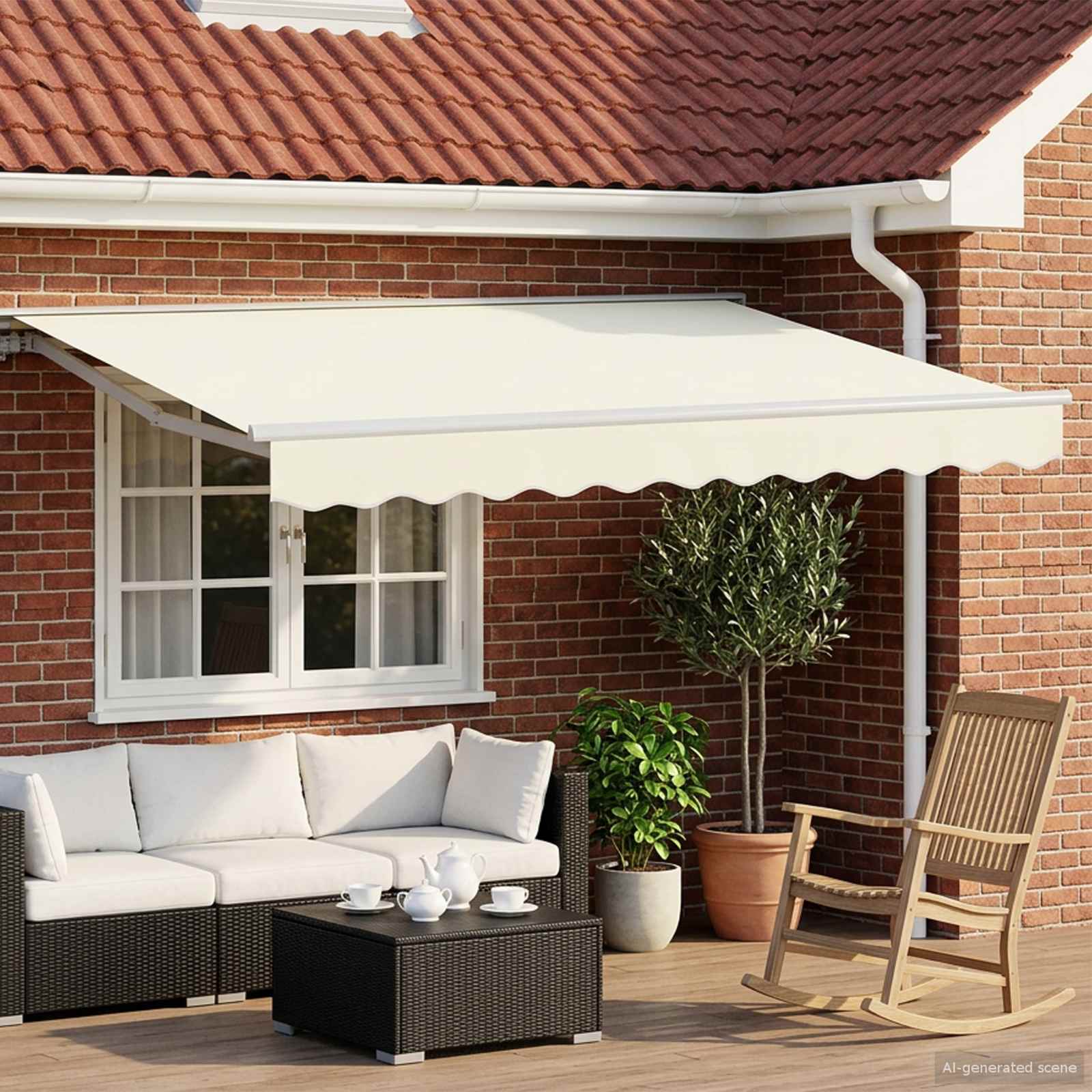 Toldo Retráctil Eléctrico Crema y Blanco 3 x 2 m