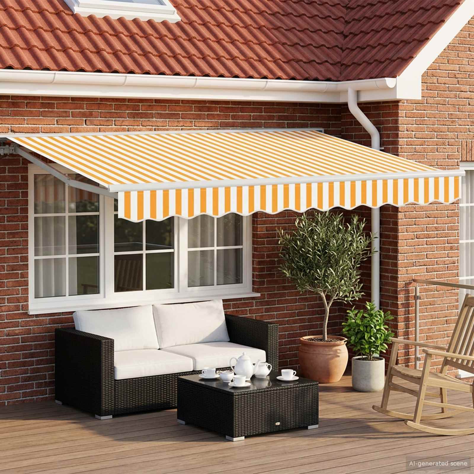 Toldo Retrátil Elétrico Amarelo e branco 2,5 x 2 m