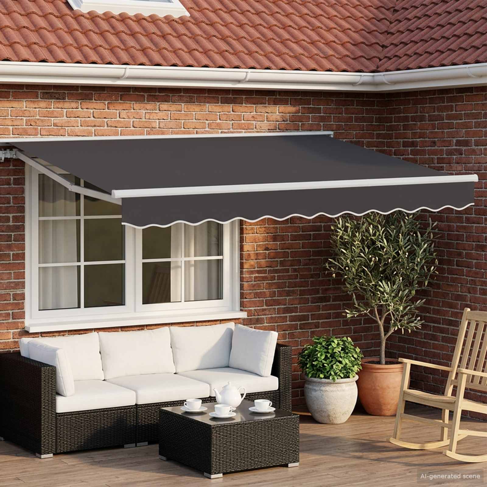 Toldo Retrátil Elétrico Branco e Antracite 3 x 2 m