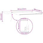 Toldo Retráctil Eléctrico Borgoña y Blanco 3,5 x 2 m