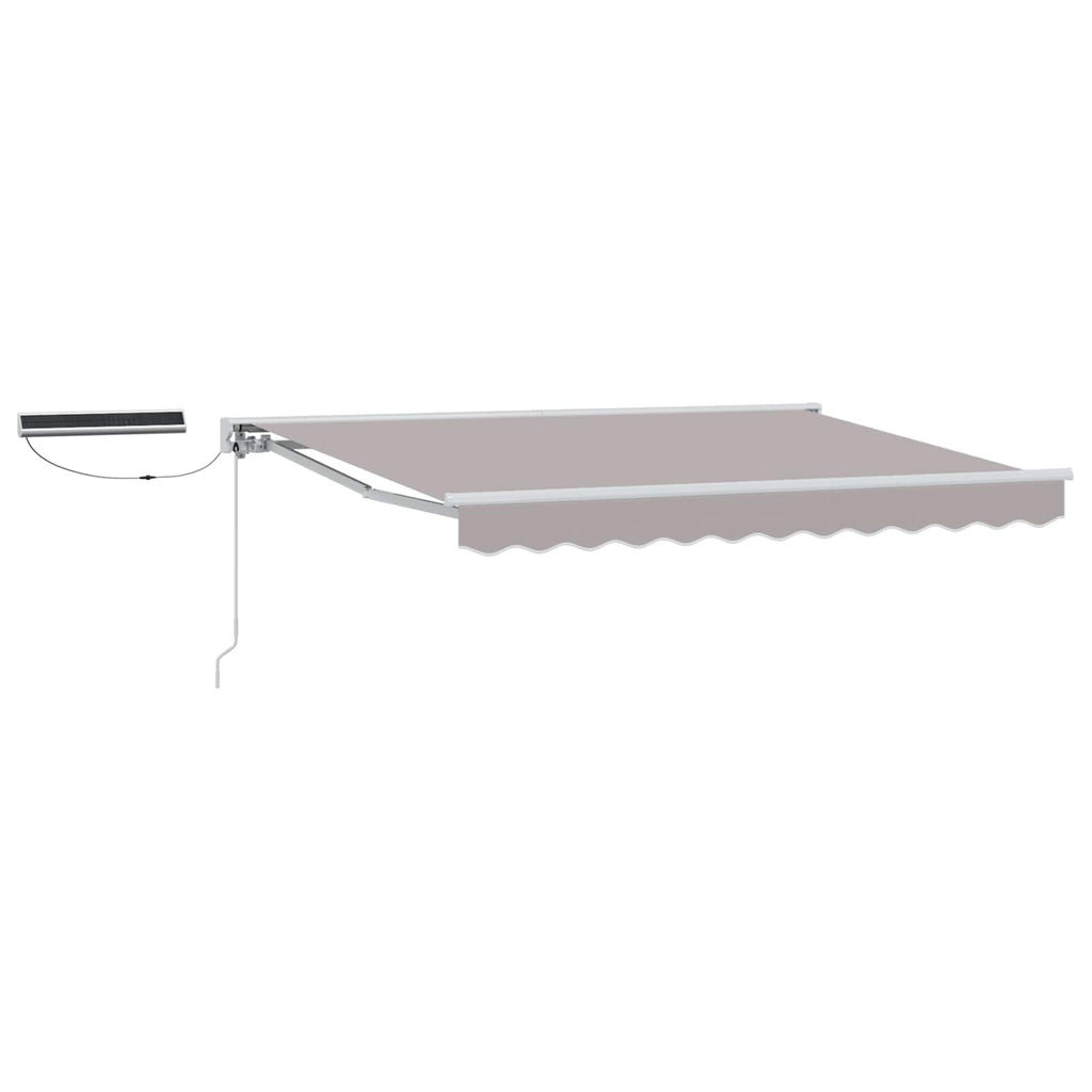Toldo Retráctil Eléctrico Gris claro y blanco. 3,5 x 2 m