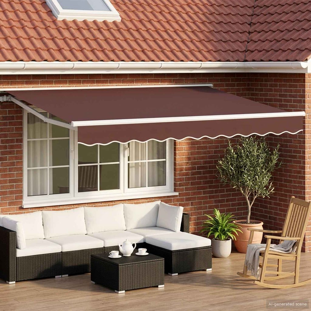 Toldo Retráctil Eléctrico Marrón y blanco 3 x 2,5 m