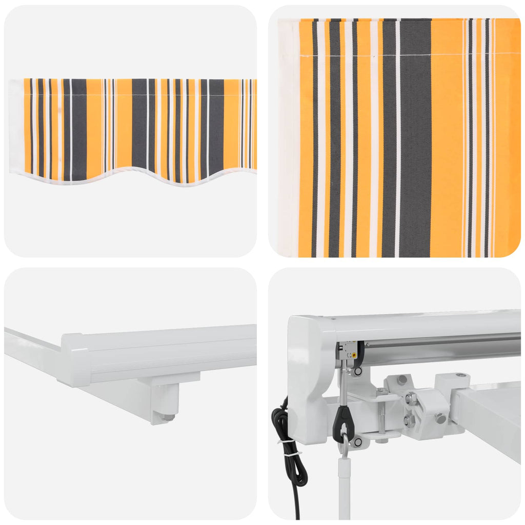 Toldo Retráctil Eléctrico Amarillo, Gris y Blanco 3 x 2,5 m