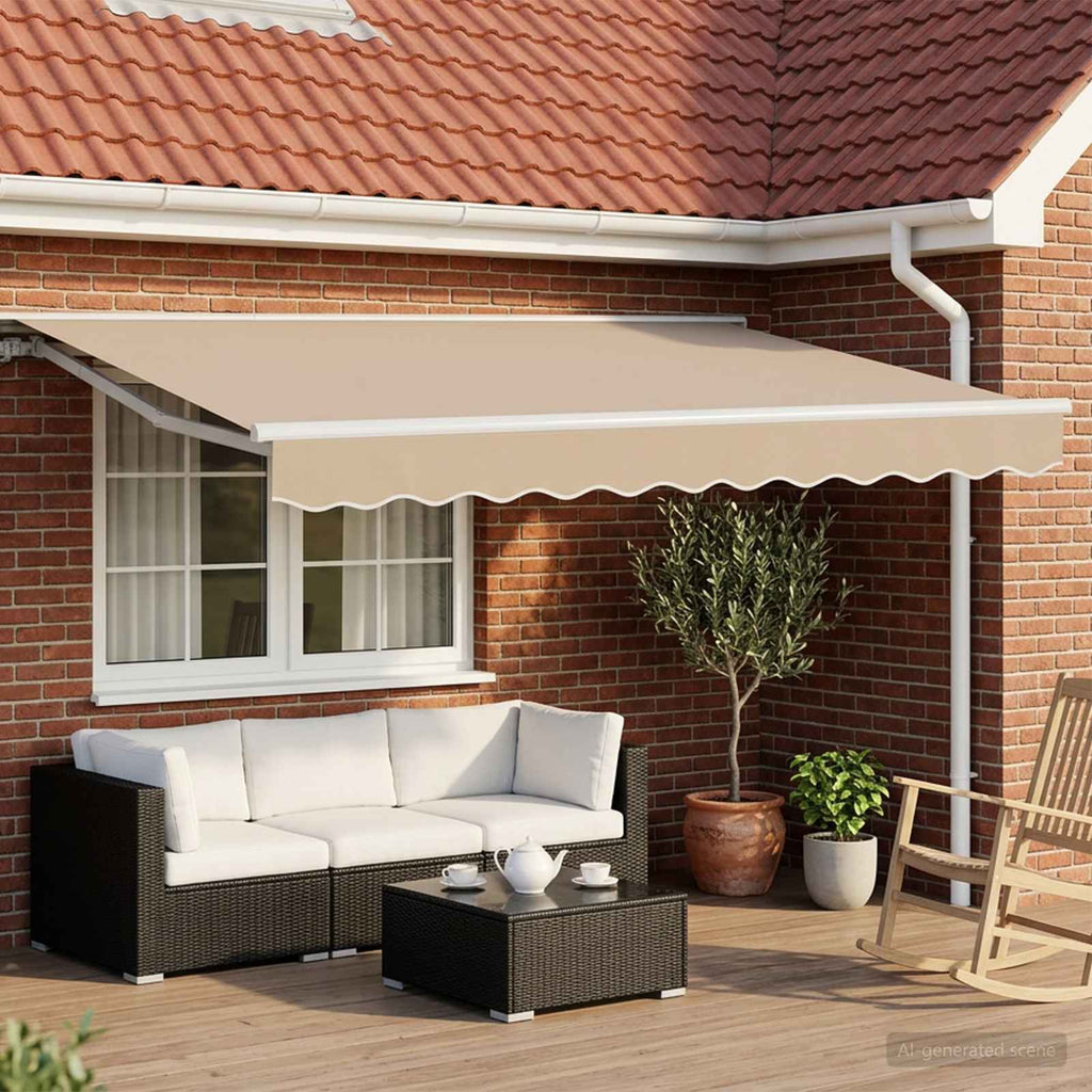 Toldo Retráctil Eléctrico Beige y Blanco 3 x 2,5 m