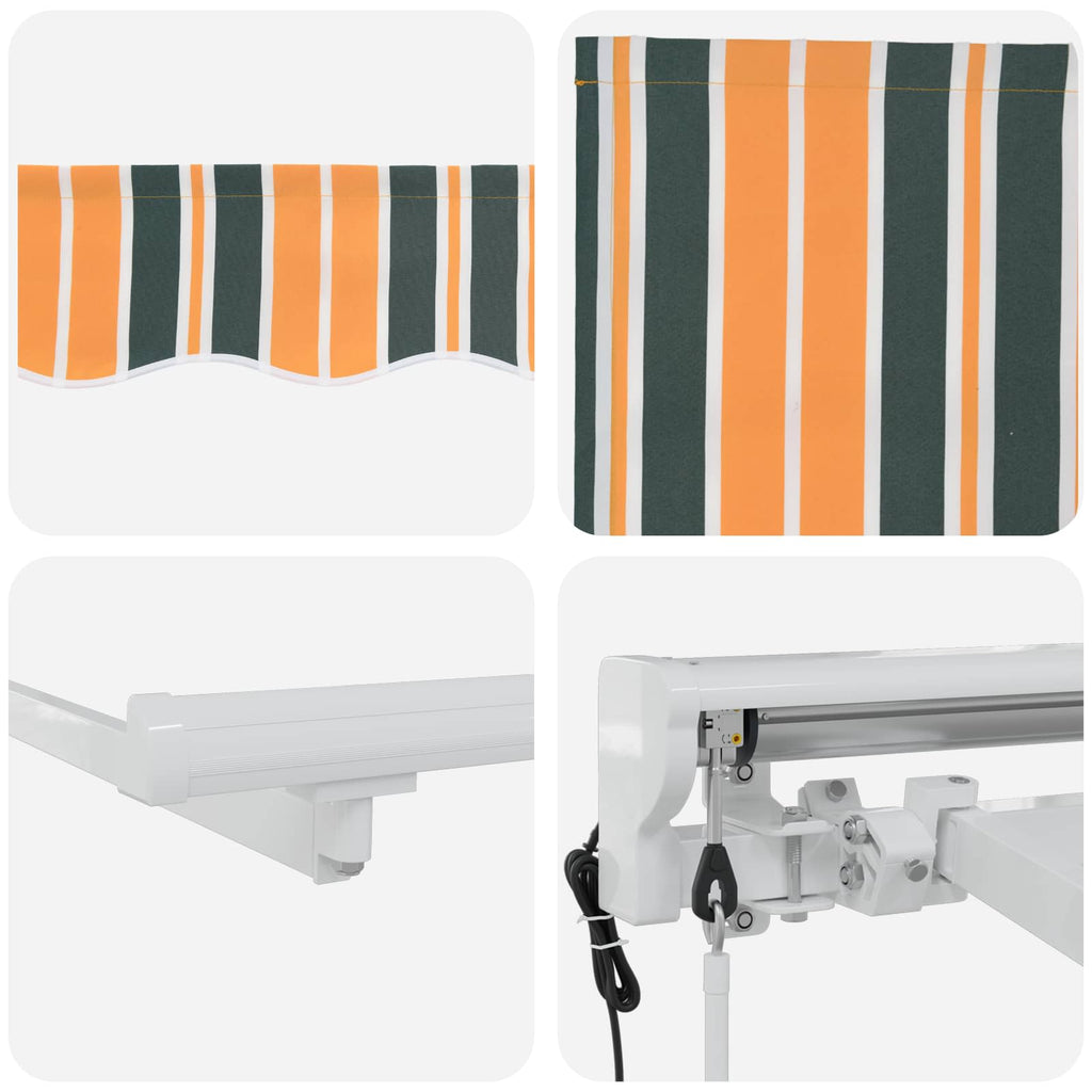 Toldo Retráctil Eléctrico Verde, Amarillo, Blanco 3 x 2,5 m