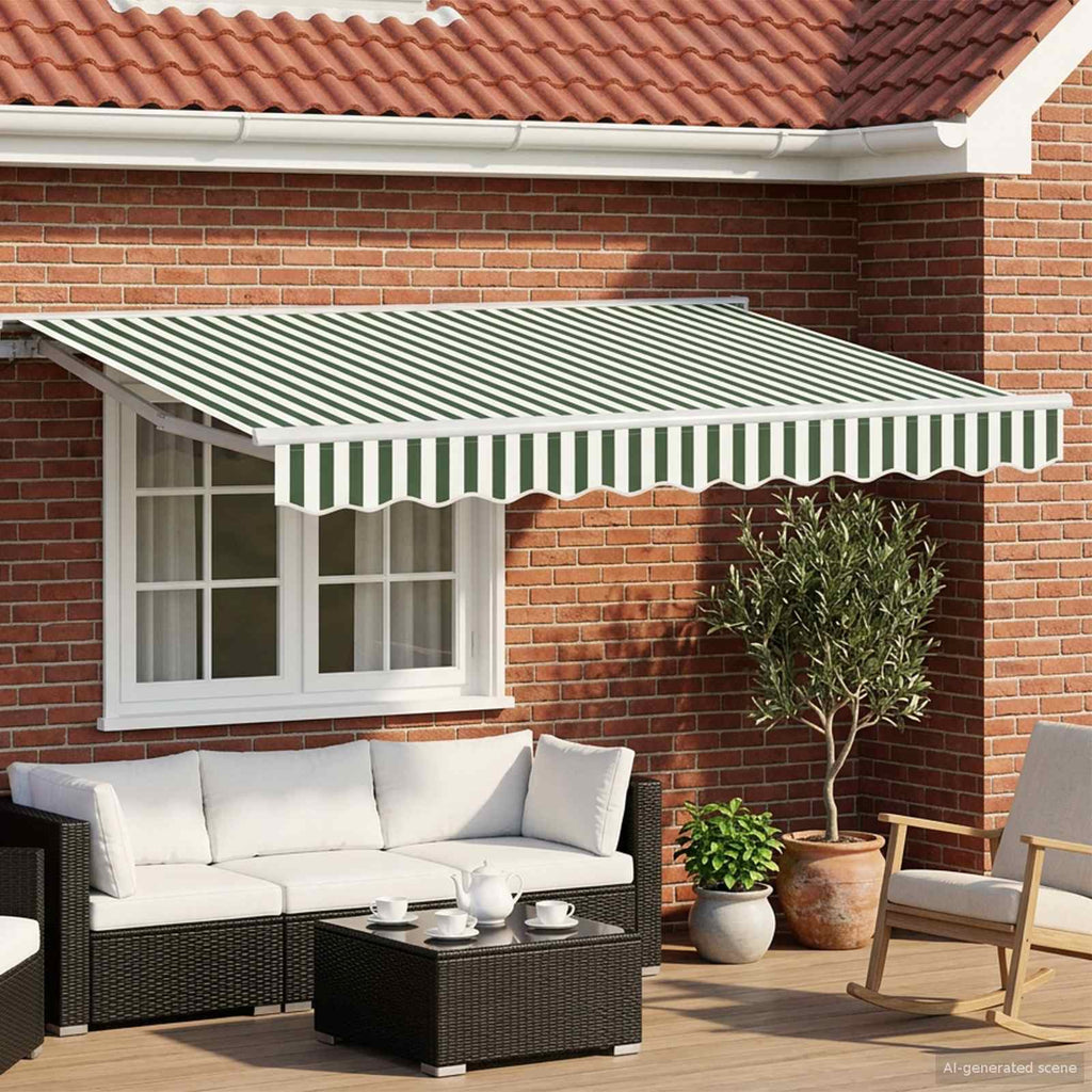Toldo Retráctil Eléctrico Verde y blanco 2,5 x 2 m