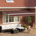 Toldo Retráctil Eléctrico Marrón y blanco 3,5 x 2,5 m
