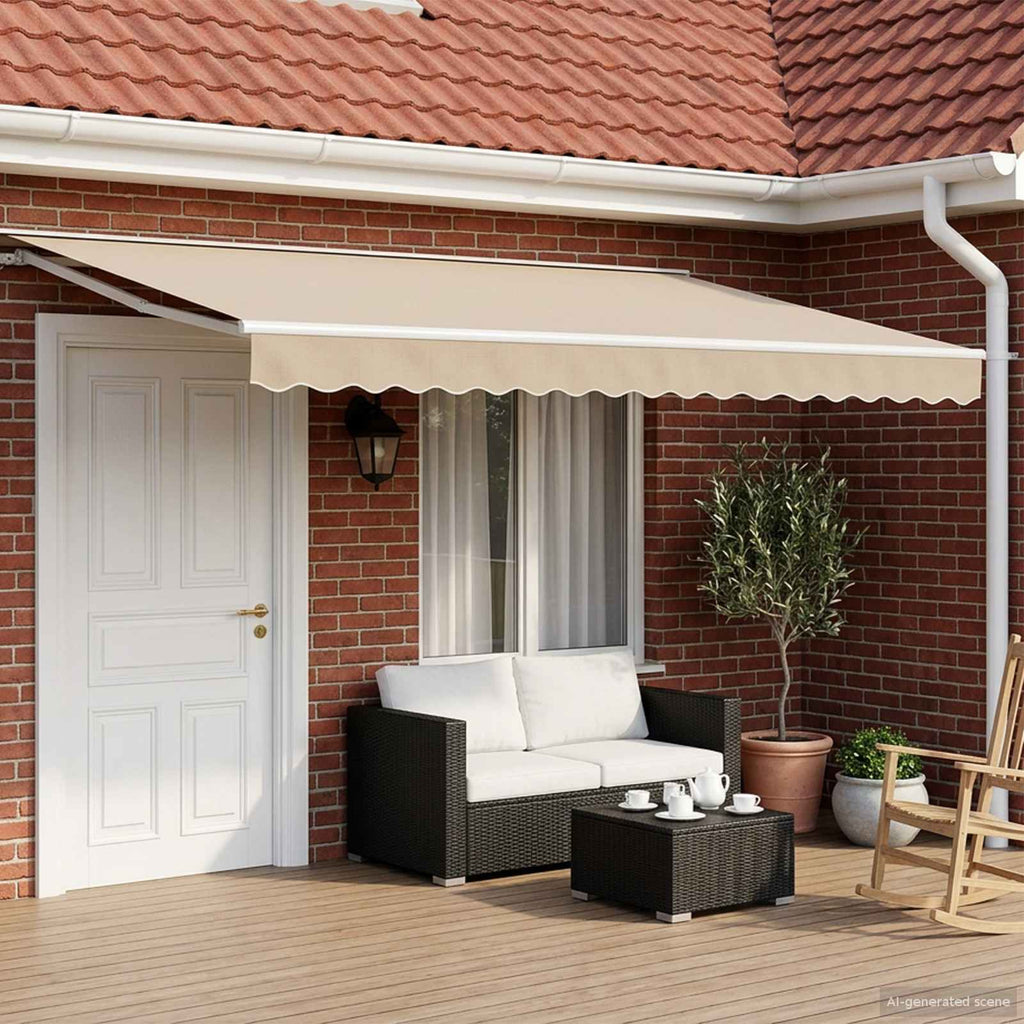Toldo Retráctil Eléctrico Beige y Blanco 4 x 3 m