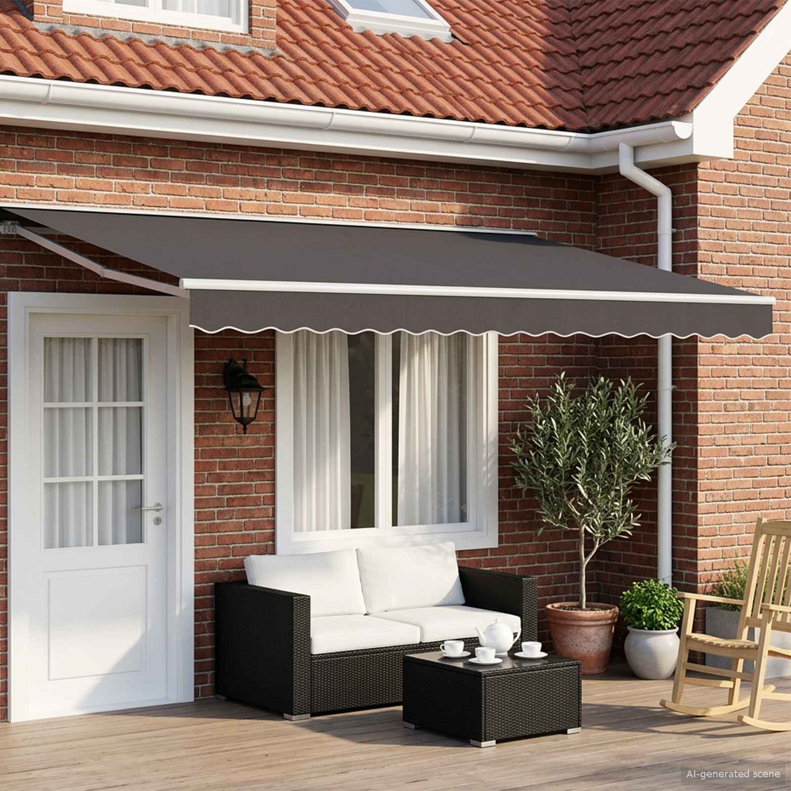 Toldo Retrátil Elétrico Branco e Antracite 3 x 2 m